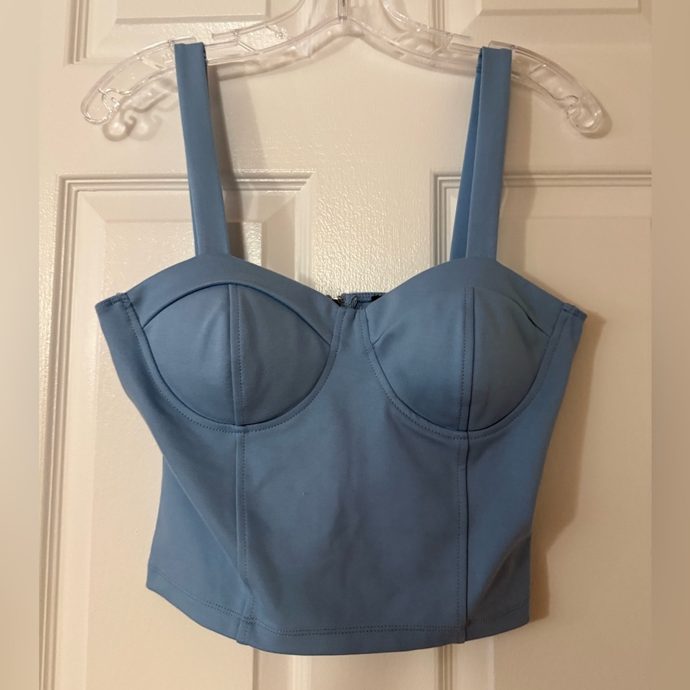 T186- Shinestar Light Blue Bustier Top